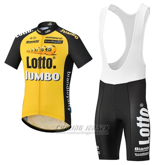 2017 Cycling Jersey Lotto NL Jumbo Jumbo Yellow Short Sleeve and Bib Short